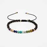 Çakra-Obsidyen-Jasper-Yeşim-Amazonit-Lapis-Güneş Taşı-Ametist Doğal Taş Bileklik