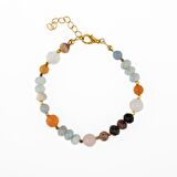 Anjelit-Morganit-Pembe Kuvars-Renkli Turmalin-Ay Taşı-Turuncu Aventurin-Akuamarin-Madagaskar Akik Doğal Taş Bileklik