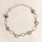 Zümrüt Doğal Taş Gümüş Zincir Bileklik