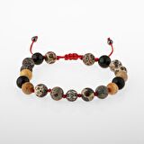 Meksika Jasper-Şungit-Fosil Mercan-Hematit Doğal Taş Gümüş Erkek Bileklik