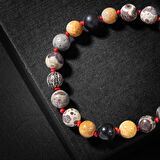 Meksika Jasper-Şungit-Fosil Mercan-Hematit Doğal Taş Gümüş Erkek Bileklik