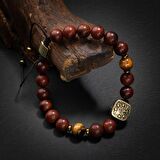 Kaplan Gözü-Hematit-Kuka Doğal Taş Gümüş Erkek Bileklik