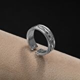 Havlit-Karlı Obsidyen-Hematit Doğal Taş Telkari Gümüş Bileklik Yüzük Seti