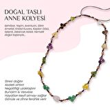 Anne Doğal Taş Kolye-Rodonit-Selenit-Hematit-Kalsit-Kaplan Gözü-Sitrin-Ametist-Yeşim-Kehribar-Aventurin-Kristal Kuvars-Zebercet-Pembe Kuvars