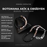 Botswana Akiği-Obsidyen Doğal Taş Tesbih Bileklik Seti