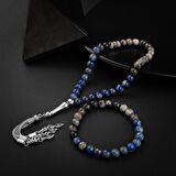 Lapis Lazuli-Jasper Doğal Taş Tesbih Bileklik Seti