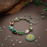 Kalp Çakrası Doğal Taş Bileklik - Prehnit-Unakit-Amazonit-Malakit-Aventurin-Pembe Kuvars-Yeşim