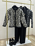 Bej rengi leopar hırka