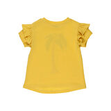 Panço Kız Çocuk Baskılı Kısa Kollu T-Shirt Sarı