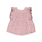 Panço Kız Çocuk Fırfır Detaylı Bluz Pembe
