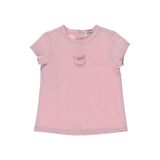 Panço Kız Çocuk Nakış Detaylı T-Shirt Pembe