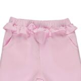 Panço Kız Çocuk Kemeri Fırfır Detaylı Pantolon Pembe
