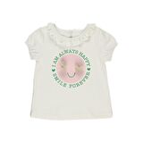 Panço Kız Çocuk Baskı Detaylı T-Shirt Ekru