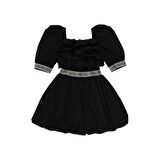 Panço Kız Çocuk Poplin Elbise Siyah