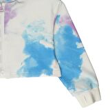 Panço Kız Çocuk Batik Desenli Fermuarlı Sweatshirt Beyaz