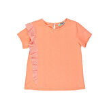 Panço Kız Çocuk Fırfır Detaylı T-Shirt Oranj