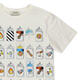 Panço Erkek Çocuk Basklı Detaylı T-Shirt Beyaz