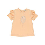 Panço Kız Çocuk Balon Nakışlı T-shirt Beyaz