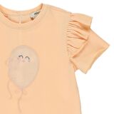 Panço Kız Çocuk Balon Nakışlı T-shirt Beyaz