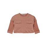 Panço Kız Çocuk Çift Cep Detaylı Sweatshirt Somon