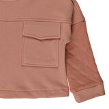 Panço Kız Çocuk Çift Cep Detaylı Sweatshirt Somon