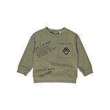 Panço Erkek Çocuk Bisiklet Yakalı Sweatshirt Yeşil