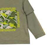 Panço Erkek Çocuk Baskılı Uzun Kollu T-Shirt Yeşil