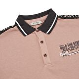 Panço Erkek Çocuk Çizgili Yakalı Sweatshirt Somon