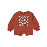 Panço Kız Çocuk Baskılı Sweatshirt Kiremit