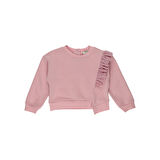 Panço Kız Çocuk Dantelli Sweatshirt Pudra