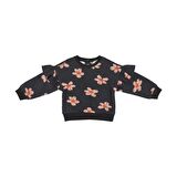 Panço Kız Çocuk Çiçek Baskılı Sweatshirt Siyah