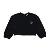 Panço Kız Çocuk Crop Sweatshirt Lacivert