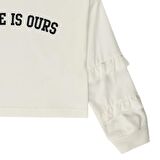Panço Kız Çocuk Baskılı T-Shirt Ekru