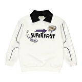 Panço Erkek Çocuk Baskılı Sweatshirt Beyaz