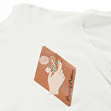 Panço Kız Çocuk Baskı Detaylı Sweatshirt Ekru
