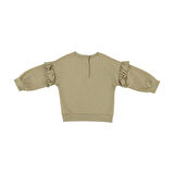 Panço Kız Çocuk Fırfır Detaylı Sweatshirt Ekru