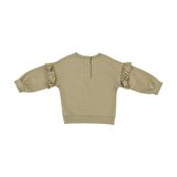 Panço Kız Çocuk Fırfır Detaylı Sweatshirt Ekru