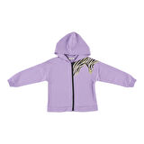 Panço Kız Çocuk Baskılı Fermuarlı Sweatshirt Mor
