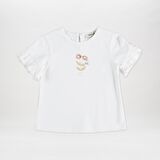 Panço Kız Çocuk Baskı Detaylı T-Shirt Ekru