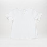 Panço Kız Çocuk Baskı Detaylı T-Shirt Ekru