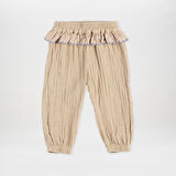 Kız Çocuk Dantel Detaylı Pantolon Bej