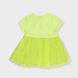 Panço Kız Çocuk  Baskı Detaylı Örme Elbise Sarı