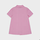 Kız Çocuk Cep Detaylı Gömlek Elbise Pembe