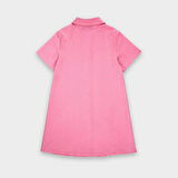 Kız Çocuk Cep Detaylı Gömlek Elbise Pembe