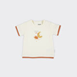 Unisex Çocuk Baskılı  Kısa Kollu T-Shirt Ekru