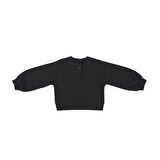 Panço Kız Çocuk Nakışlı Sweatshirt Siyah