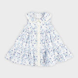 Kız Çocuk Çiçek Desenli Elbise Mavi