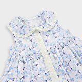 Kız Çocuk Çiçek Desenli Elbise Mavi