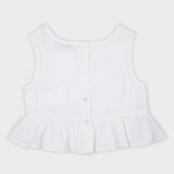 Kız Çocuk Eteği Fırfır Detaylı Bluz Beyaz