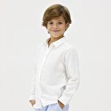 Erkek Çocuk Düğmeli Gömlek Beyaz